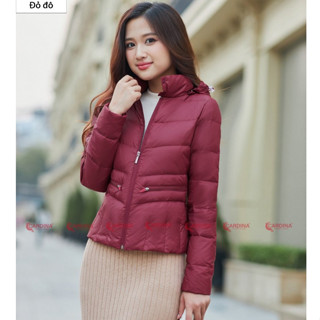 Áo phao lông vũ nữ CARDINA dáng ngắn siêu nhẹ siêu ấm chống thấm cản gió mềm mại màu sắc trang nhã phong cách 3LVN01