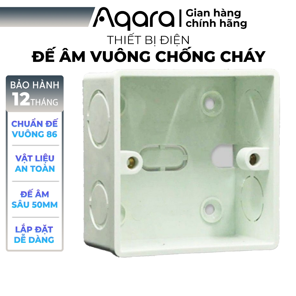 Đế âm Vuông và Chữ Nhật phiên bản Sâu 50mm, Tự Chống Cháy, dành cho Công Tắc thông minh Aqara