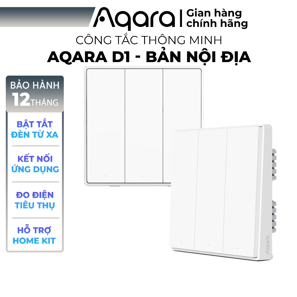 Công tắc Aqara D1 Zigbee Nội Địa âm tường Vuông 86x86, Điều khiển từ xa, Hẹn giờ bật tắt, Tương thích HomeKit