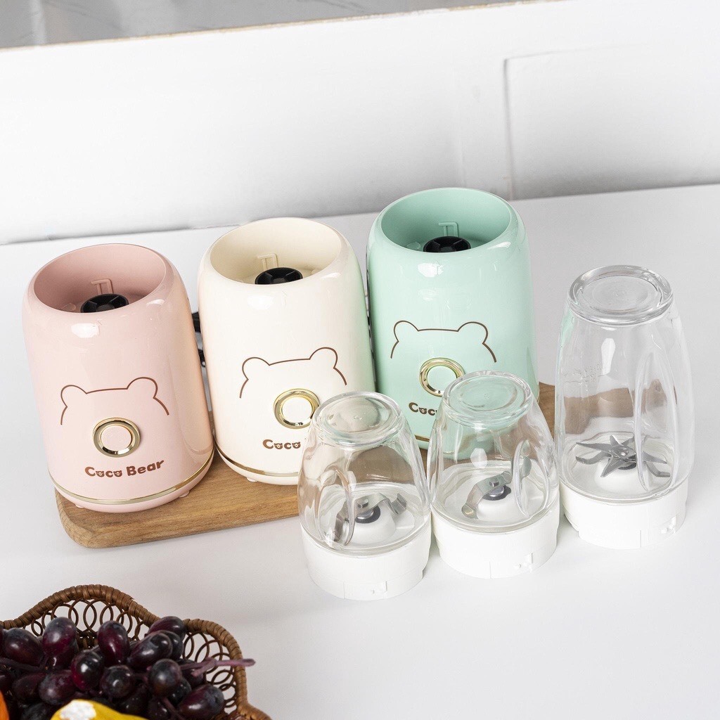 Máy Xay 3 Cối Thủy Tinh Coco Bear Máy Xay Ăn Dặm Cho Bé Xay Rau Củ Quả Xay Thịt Xay Bột Nhuyễn Mịn Cho Bé Ăn Dặm