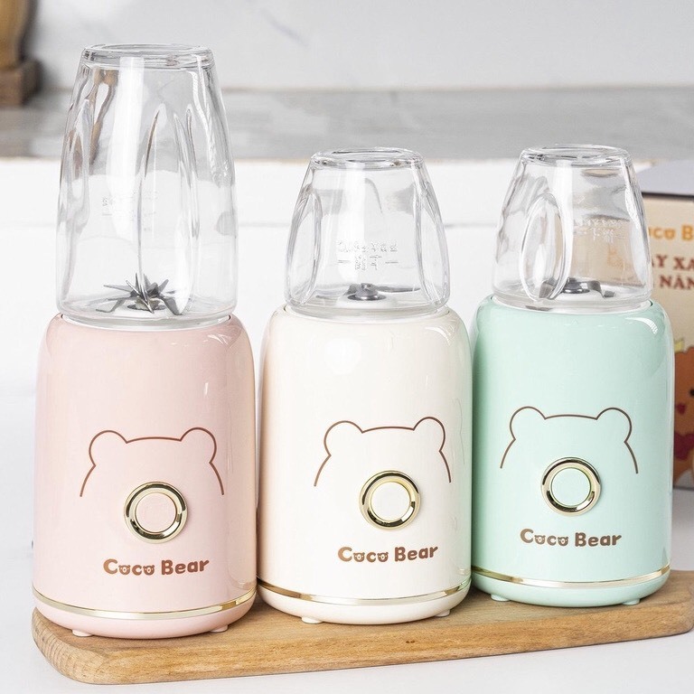 Máy Xay 3 Cối Thủy Tinh Coco Bear Máy Xay Ăn Dặm Cho Bé Xay Rau Củ Quả Xay Thịt Xay Bột Nhuyễn Mịn Cho Bé Ăn Dặm