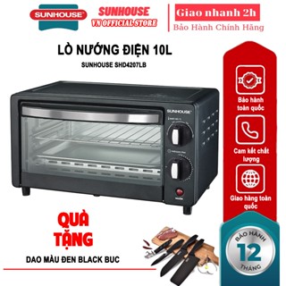 [Mã MUABAN04 -50K từ 499K] Lò nướng 10L Sunhouse SHD4206 / 4207LB + tặng dao làm bếp màu đen