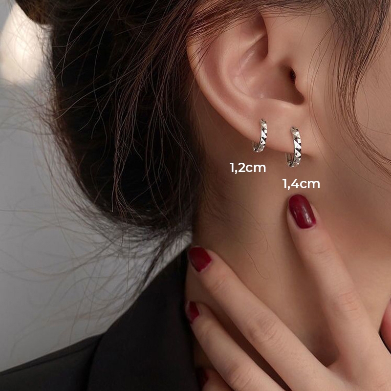 Khuyên tai bạc nữ S925 xi vàng 18K dáng tròn xinh xắn phong cách Hàn Quốc - B2705 - Bảo Ngọc Jewelry