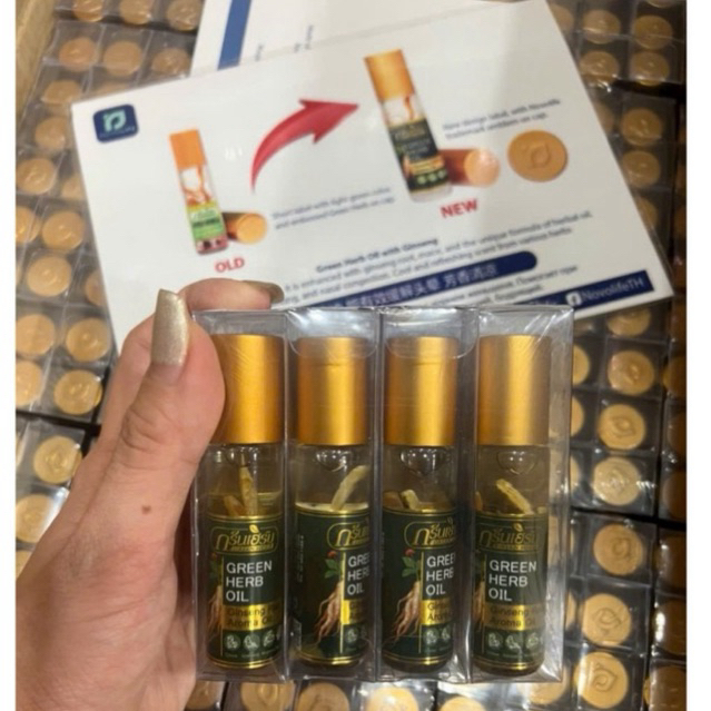 Dầu lăn nhân sâm thảo Dược Thái Lan 8ml - Ginseng Green Herb Oil - LQC18