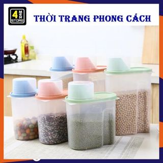 Hộp Đựng Hạt Ngũ Cốc Có Nắp Đậy Chống Ẩm Dung Tích 1.9 / 2.5L Có Vòi Rót - Hộp Đựng Thực Phẩm Bảo Quản Quả Hạt Khô