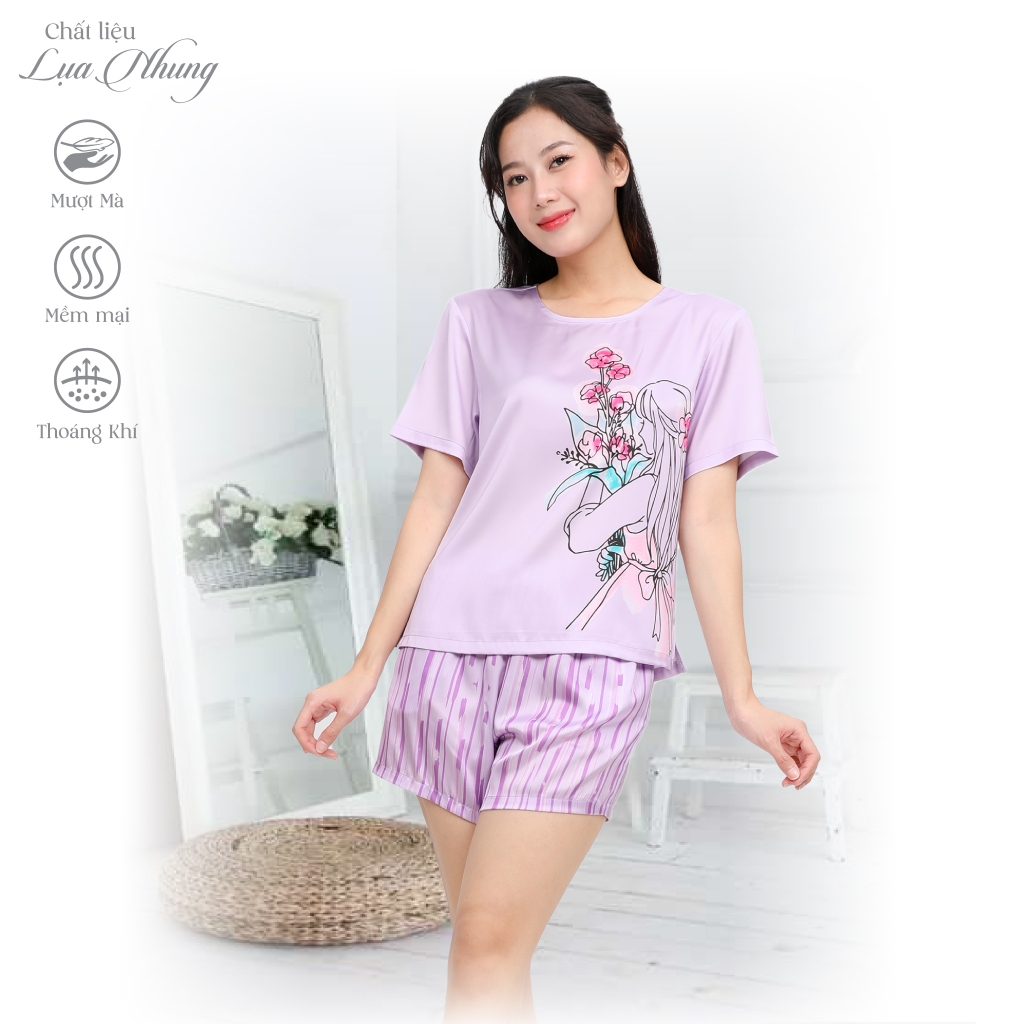 Bộ đùi tay ngắn cao cấp Lụa nhung 265p 2108 PALTAL mềm mượt, duyên dáng