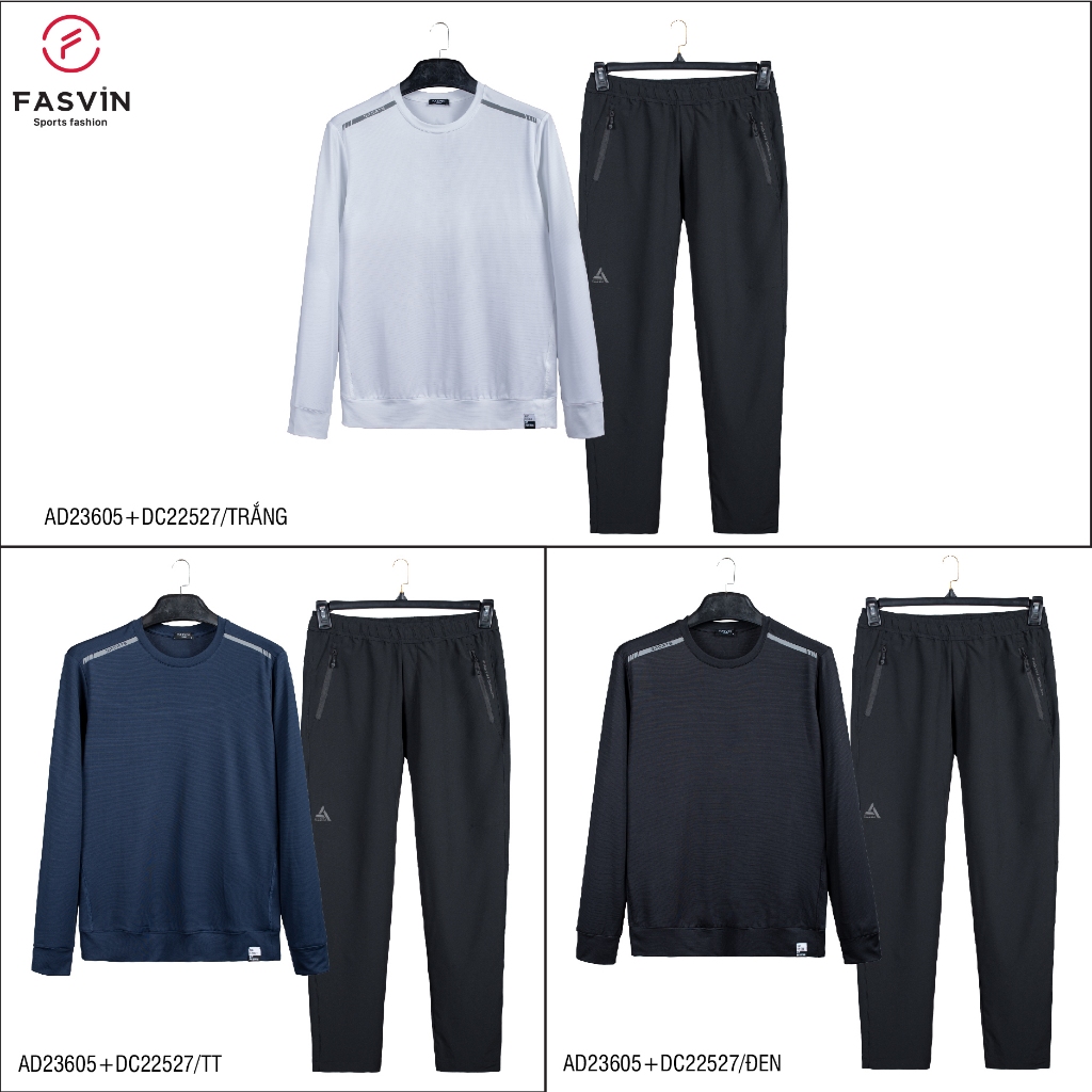 Bộ quần áo thể thao nam FASVIN AD23605+DC22532 vải thể thao cao cấp mềm mại hàng nhà máy chính hãng
