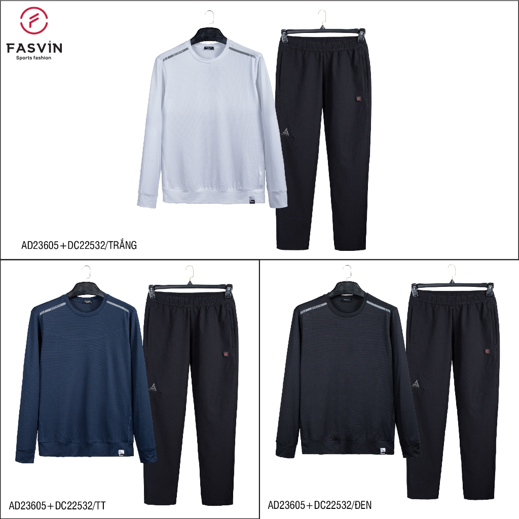 Bộ quần áo thể thao nam FASVIN AD23605+DC22532 vải thể thao cao cấp mềm mại hàng nhà máy chính hãng