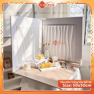 [𝐒𝐡𝐢𝐩 𝐇𝐨̉𝐚 𝐓𝐨̂́𝐜] Tấm Nền Trắng Vân Nổi 3D (50x50cm) kèm Quà Tặng Nai Decor dùng làm Phông Nền, Background Chụp Ảnh