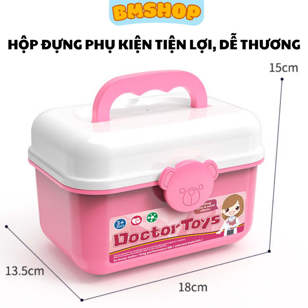Bộ đồ chơi bác sĩ cho bé có hộp đựng có đèn, ánh sáng, búp bê, cá heo khám răng ,đồ chơi trí tuệ cho bé, trẻ em