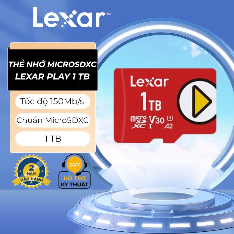 Thẻ nhớ 1TB Lexar PLAY micro SDXC UHS-I, tốc độ đọc lên đến 150Mb/s, tương thích máy chơi game Nintendo-Switch