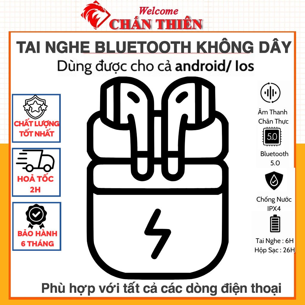 Tai nghe Bluetooth AlP2 Không Dây Full Chức Năng Pin Trâu 4-6h, Định Vị, Đổi Tên, Chính Hãng PKT