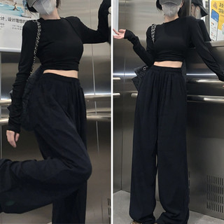 Set bộ nữ dài tay croptop quần rộng, bộ áo croptop quần suông ống rộng cá tính form xinh VIETSTAR