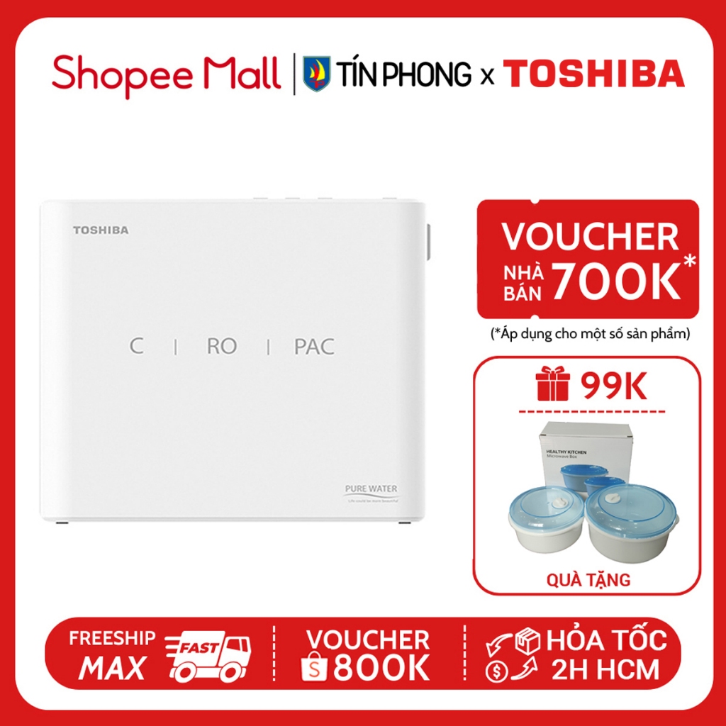 Máy lọc nước RO Toshiba TWP-N1686UV(W1) - Dung tích bình chứa 6L - Hàng chính hãng - Bảo hành 12 tháng