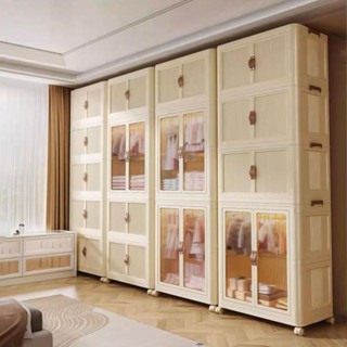 Tủ quần áo gấp gọn cho bé, tủ nhựa có bánh xe 360, cửa nhựa trong suốt khóa nam châm hàng cao cấp dày dặn dễ tháo lắp