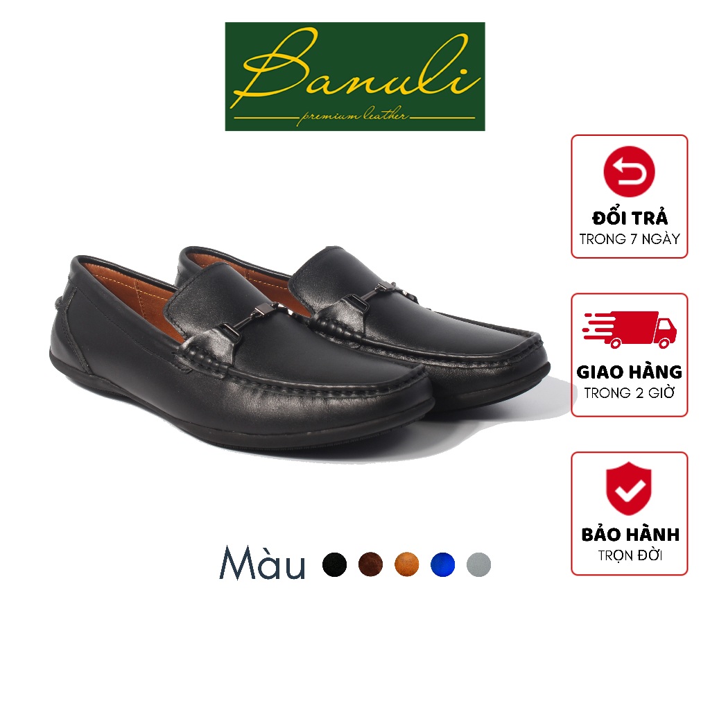 Giày Lười Nam BANULI C3ML2T0 (100% Da Bò Thật Mặt Ngoài Và Lót Trong, Siêu Nhẹ Siêu êm, Chính Hãng)