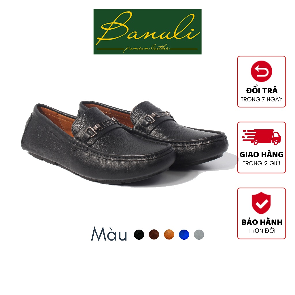 Giày Lười Nam BANULI C4ML2T0 (100% Da Bò Thật Mặt Ngoài Và Lót Trong, Siêu Nhẹ Siêu êm, Chính Hãng)