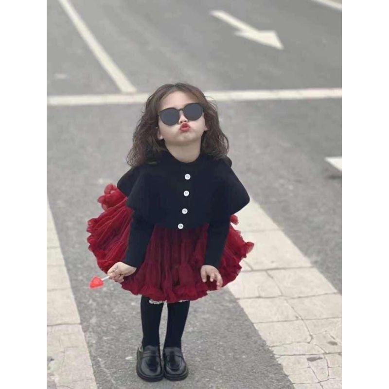 SET CHÂN VÁY TUTU ÁO CHOÀNG LEN CHO BÉ.