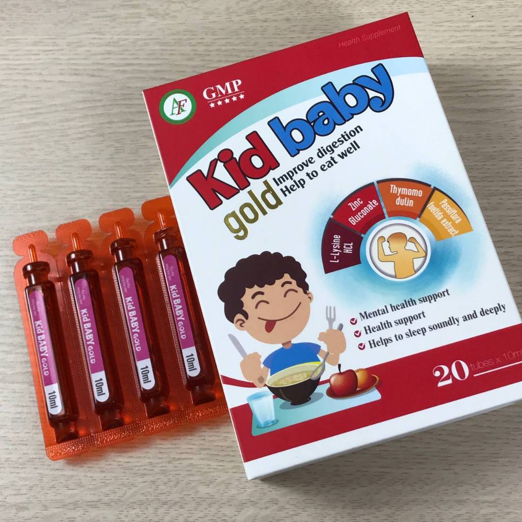 Siro Ăn Ngon Kid Baby Gold Tăng Cường Tiêu Hóa, Giúp Bé Ăn Ngon, Ngủ Ngon Và Sâu Giấc, Hộp 20 Ống 10ml – Anfas