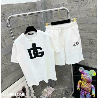Sét bộ cộc tay nam nữ dập vân nổi chữ thêu logo d.g cao cấp chuẩn hàng loại một hot hit 2023