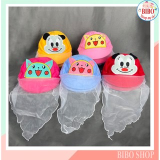 Mũ cho bé sơ sinh có khăn voan che mặt nón chống dịch chống bụi cho trẻ đi chơi, đi ra ngoài kết nhí 0-12 tháng