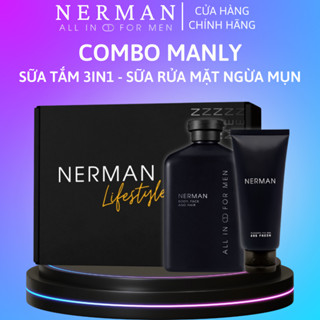  Combo sữa tắm gội nam Nerman 350ml và sữa rửa mặt ngừa mụn Nerman 100ml Combo Manly Nerman - Chính hãng 