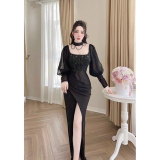 ✨ Đầm body tay phồng đính đá ✨ HÌNH THẬT - S/M/L