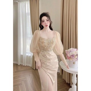 ✨ Đầm body tay phồng đính đá ✨ HÌNH THẬT - S/M/L