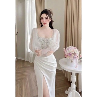 ✨ Đầm body tay phồng đính đá ✨ HÌNH THẬT - S/M/L