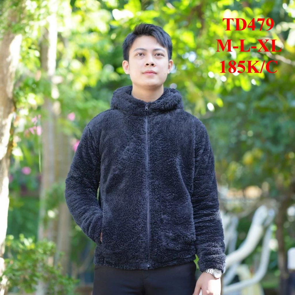 * Mã TD479: Áo nam có mũ chất lông cừu mềm nhẹ ấm