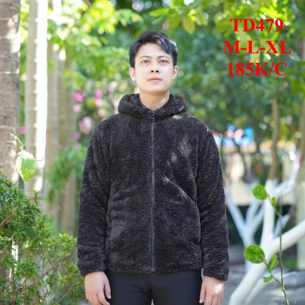 * Mã TD479: Áo nam có mũ chất lông cừu mềm nhẹ ấm