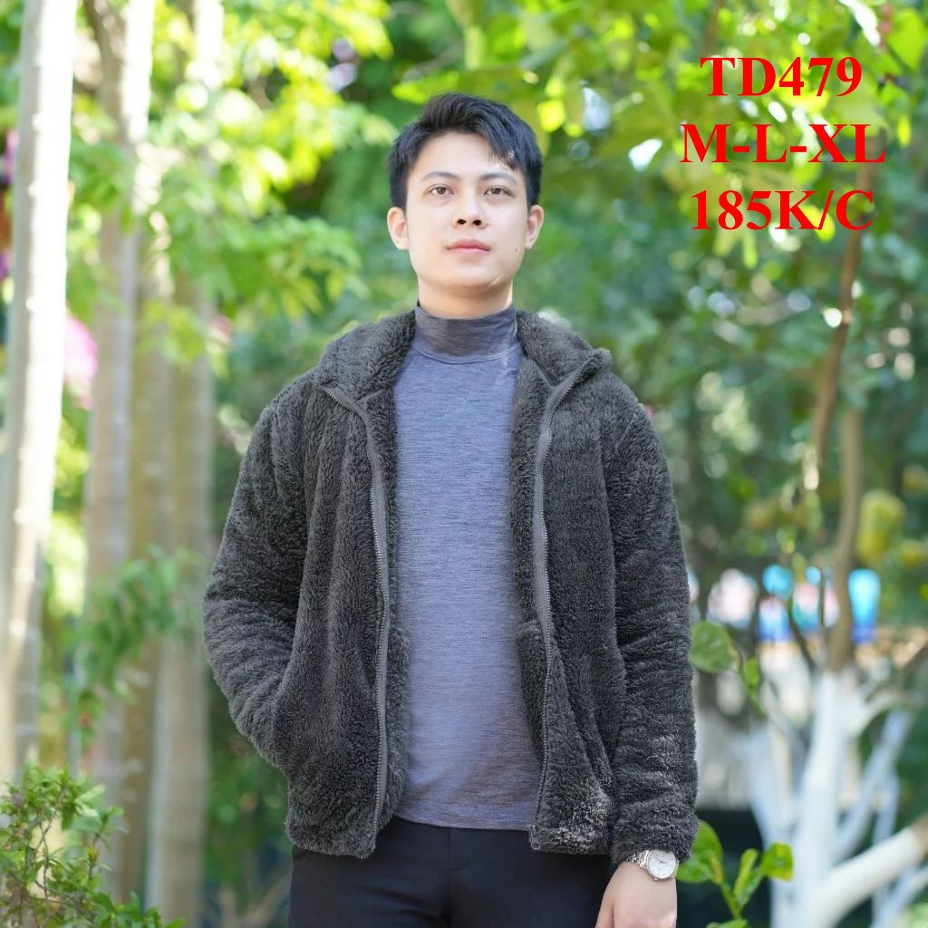 * Mã TD479: Áo nam có mũ chất lông cừu mềm nhẹ ấm