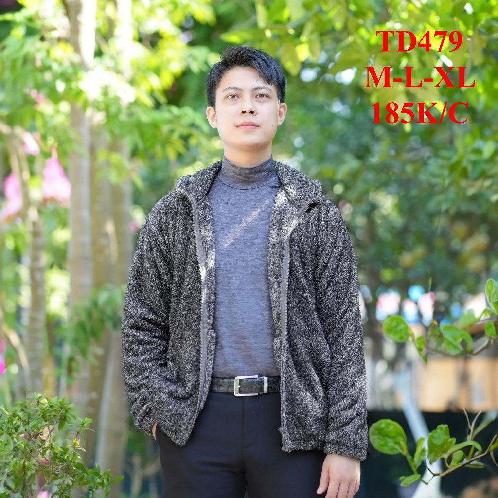 * Mã TD479: Áo nam có mũ chất lông cừu mềm nhẹ ấm