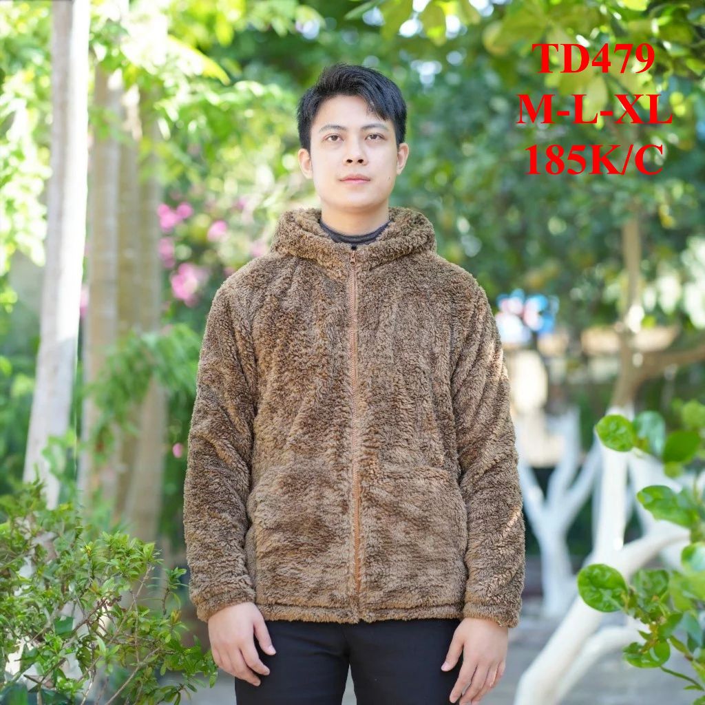 * Mã TD479: Áo nam có mũ chất lông cừu mềm nhẹ ấm