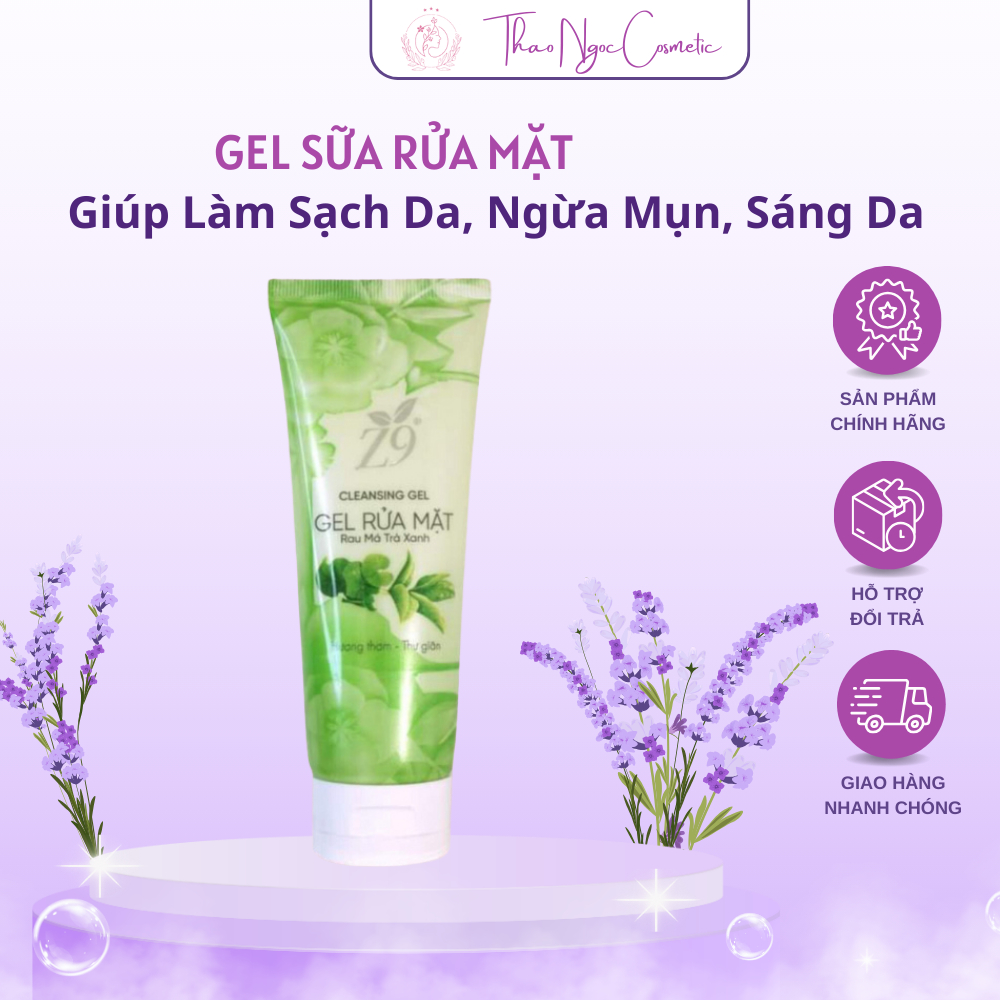 Gel Sữa Rửa Mặt Tinh Chất Rau Má Z9 80ml Giúp Làm Sạch Da, Ngừa Mụn, Sáng Da Hiệu Quả Z.77