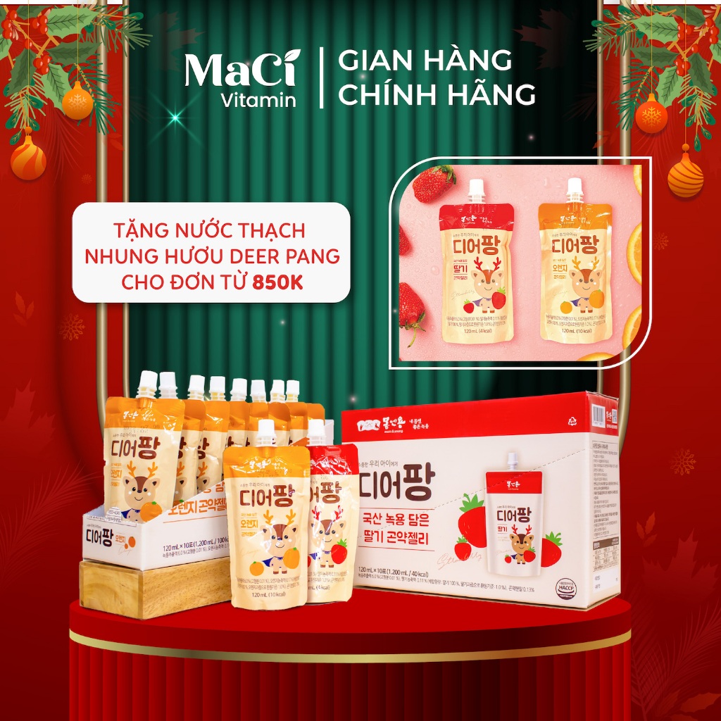 Nước thạch nhung hươu DEER PANG Không Đường Tăng chiều cao Tăng đề kháng 120ml- lẻ 1 gói