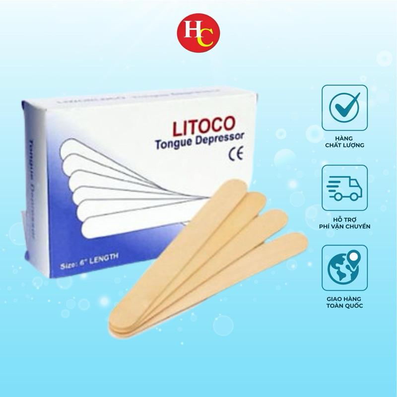 Que Đè Lưỡi Gỗ LITOCO Hộp 100 Que