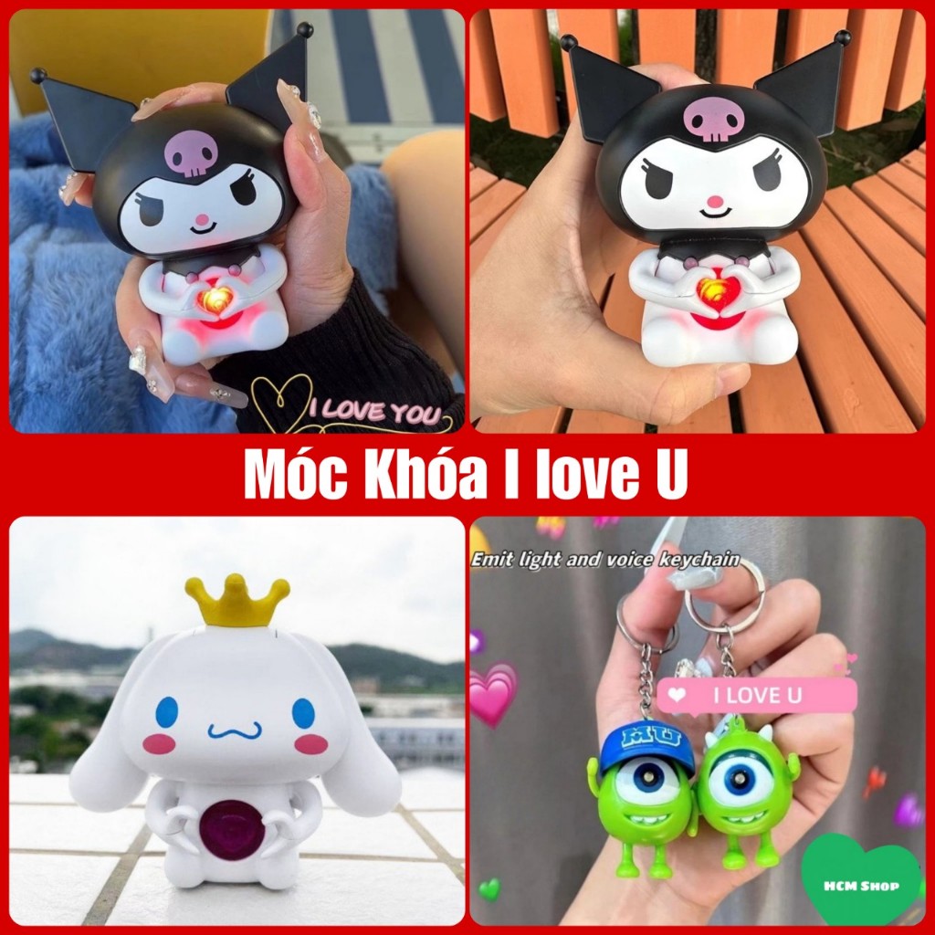 (HCM) Đồ chơi Móc Khóa Mô Hình Người Ngoài Hành Tinh KUROMI -Cinnamoroll Hình Trái Tim Phát Sáng - Nói I LOVE YOU