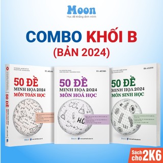 Combo 3 sách Bộ đề minh họa Khối B ôn luyện thi THPTQG 2024 Môn Toán,Hóa, Sinh Moonbook | Sách ID