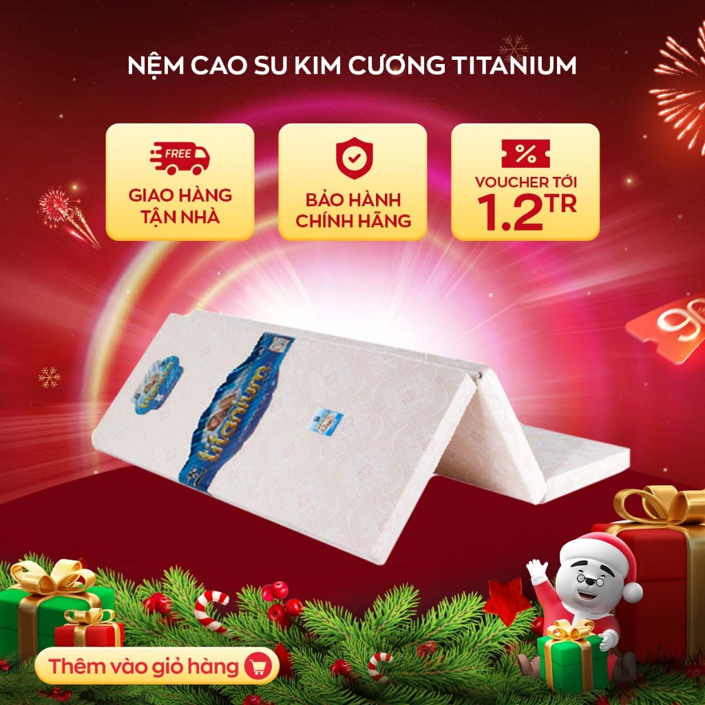 Nệm cao su bông ép đa tầng Kim Cương TITANIUM chống đau lưng độ bền cao phân phối chính hãng bởi Vua Nệm