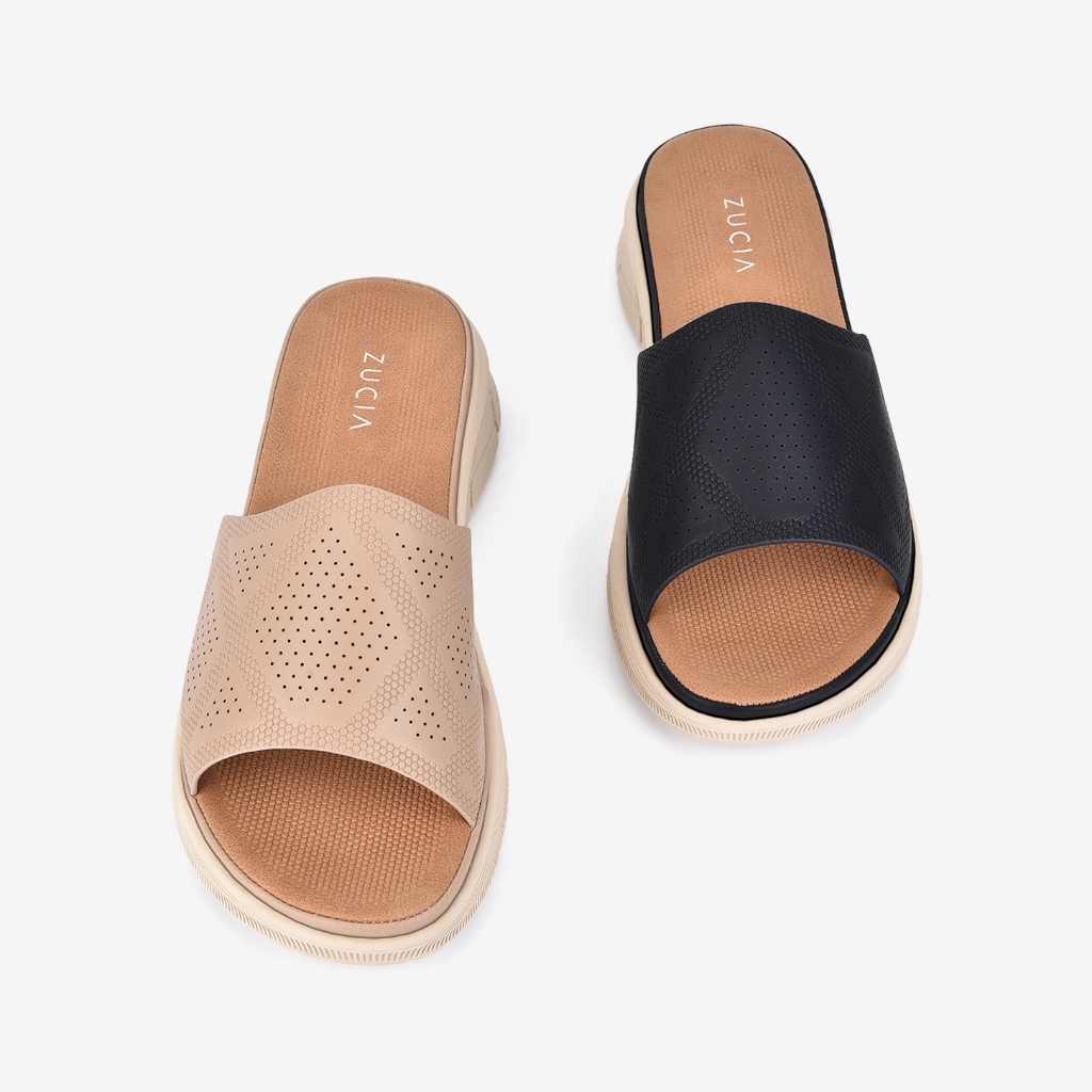 Dép Nữ Zucia Đế Bằng Quai Ngang Đễ Cao Su 4cm - DHLE1