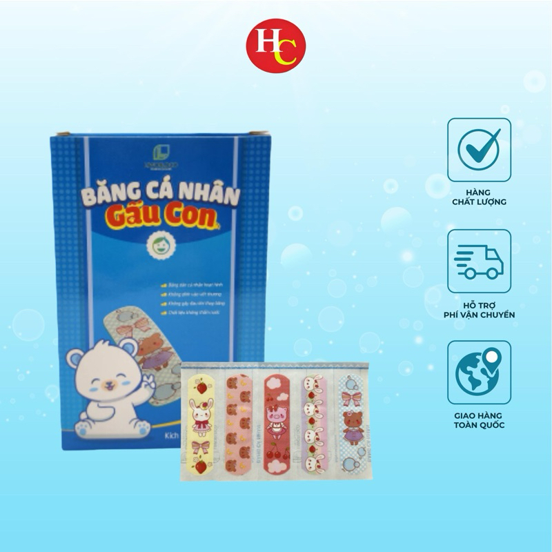 Băng cá nhân gấu con Hộp 100 miếng