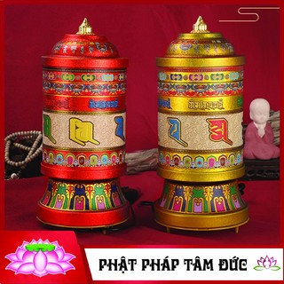 Kinh luân điện có nhạc, kinh luân om mani padme hum, kinh luân xoay vạn phúc cao cấp, kinh luân để bàn mẫu mới
