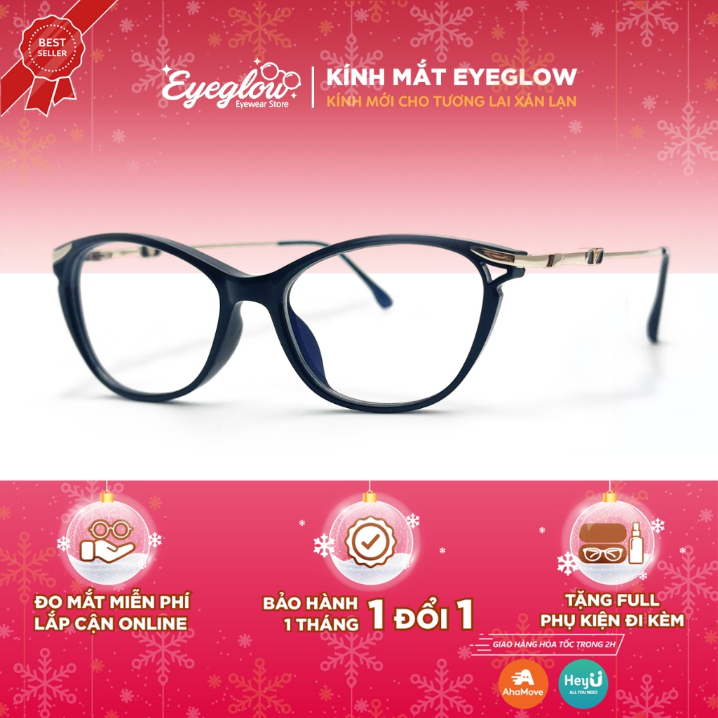 Kính mắt mèo nữ Eyeglow cá tính đi học hợp thời trang chất liệu cứng cáp bền bỉ mới EG9815