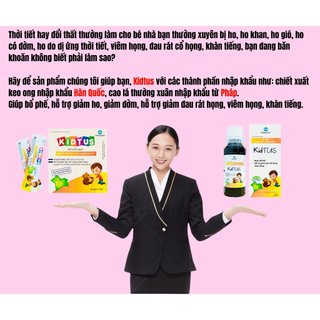 Kidtus gói cho bé , hộp 15 gói x 5ml . giúp bé giảm ho , pnct dùng được