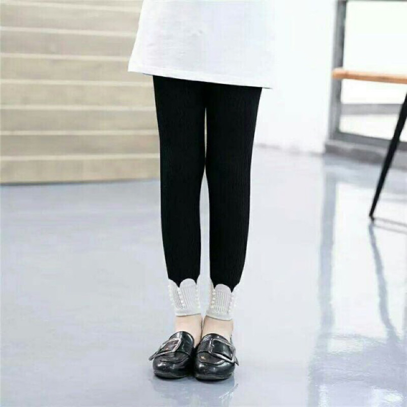 Quần legging bé gái, quần legging len hàng QCCC đính ngọc xịn xò cho bé 13-28kg