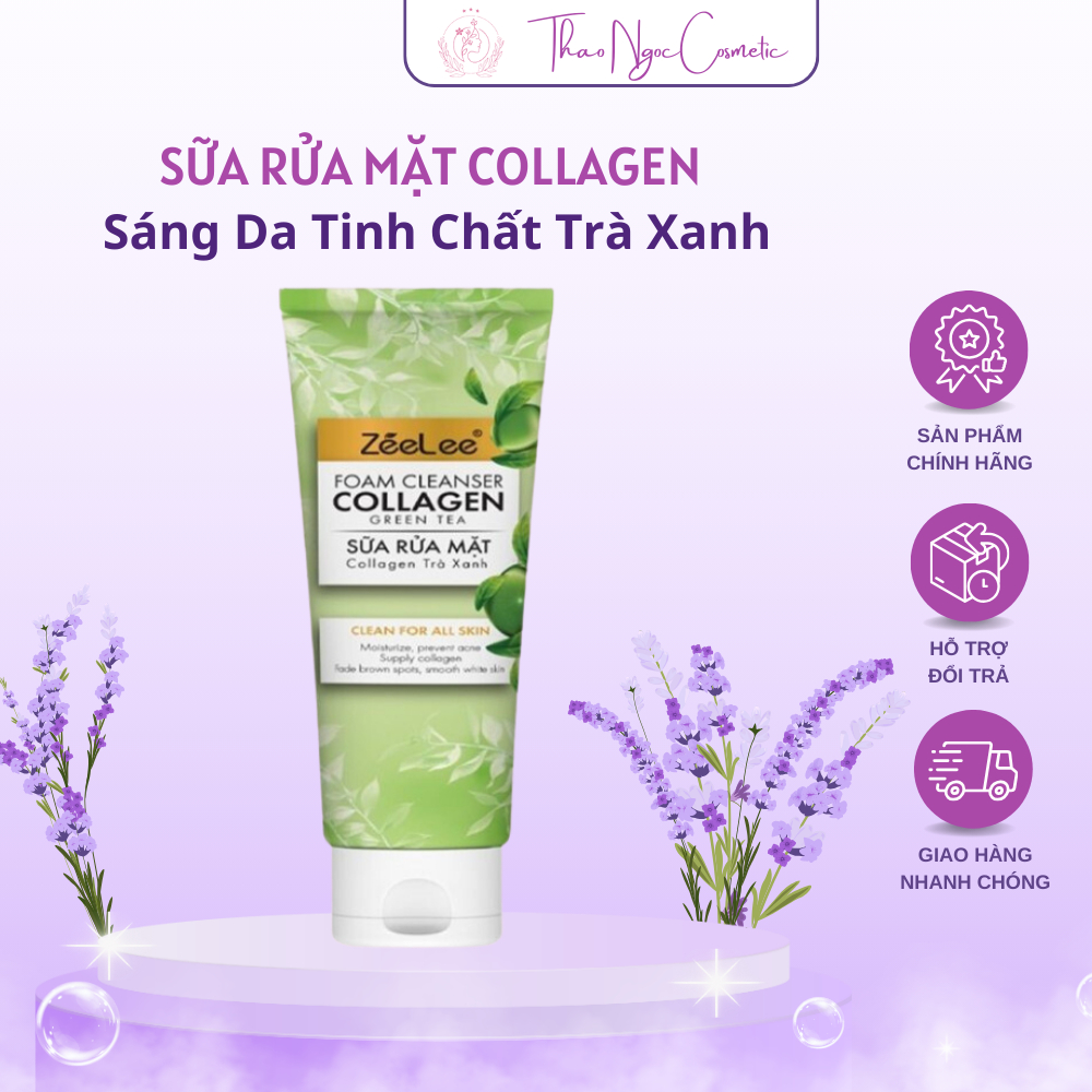Sữa Rửa Mặt Collagen Sáng Da Tinh Chất Trà Xanh Zeelee Sạch Sâu Ngăn Ngừa Nhờn100ml
