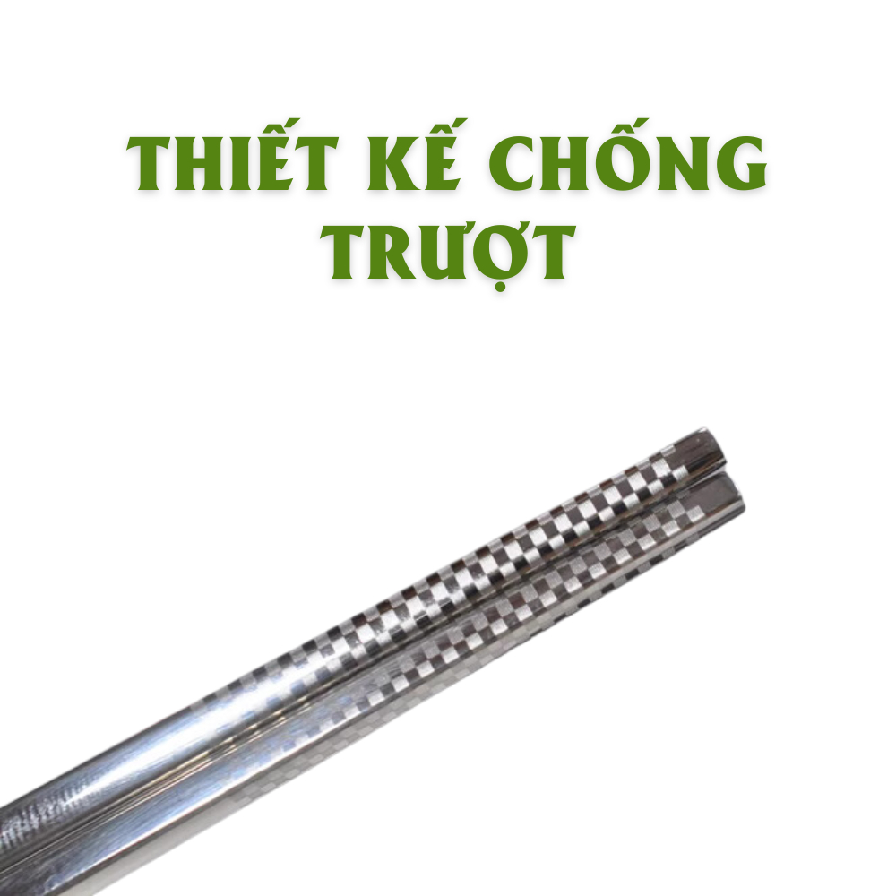 Bộ 10 đôi đũa cao cấp DRESBURG inox 304, chống trượt hiệu quả