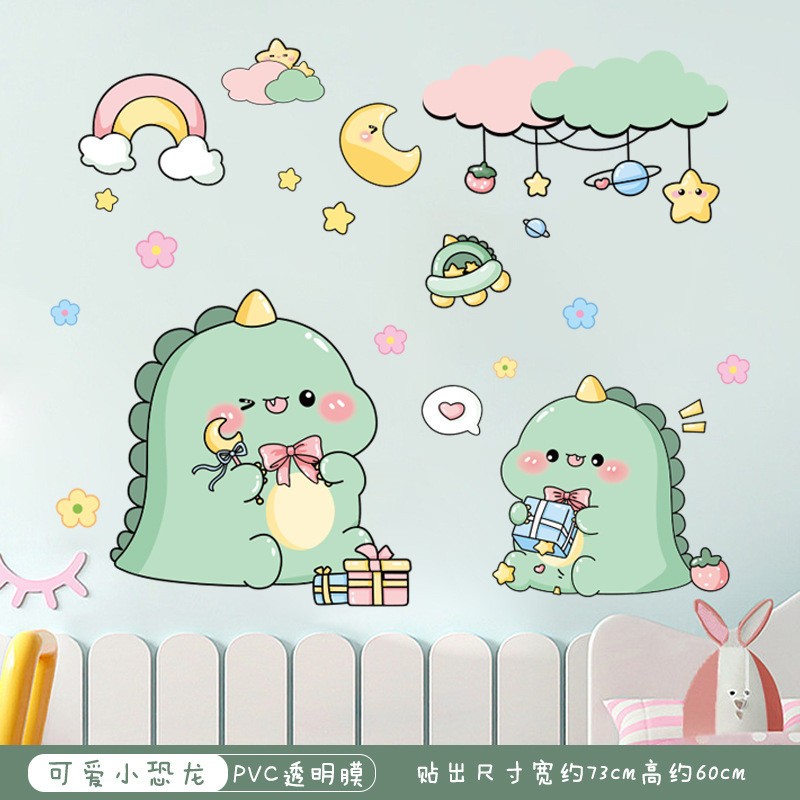 🐈🐈Tranh decal dán tường ĐÔI KHỦNG LONG siêu yêu - Decal dán tường phòng khách🐈🐈