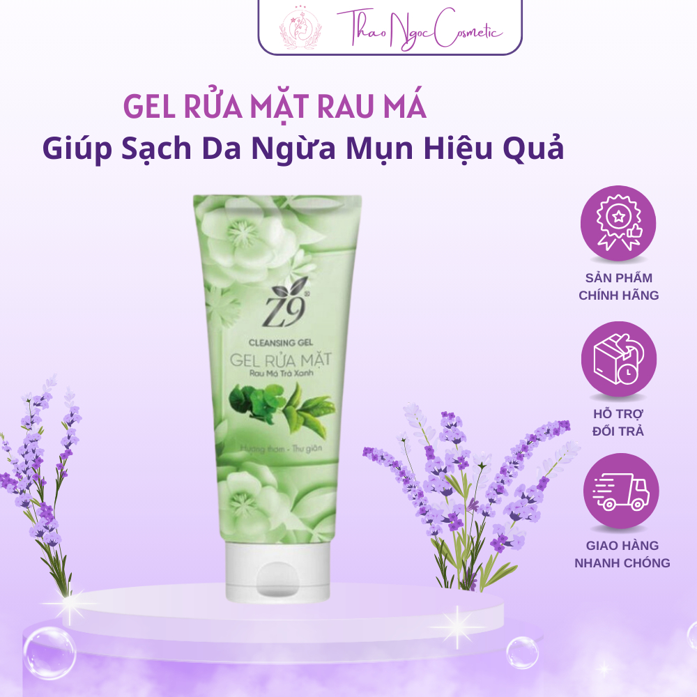 Gel Rửa Mặt Rau Má Trà Xanh Ngừa Mụn Z9 Giúp Sạch Da Ngừa Mụn Hiệu Quả Z77 80g